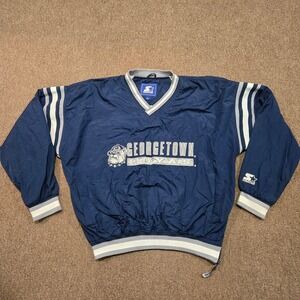 Vintage Georgetown Hoyas Starter Windbreaker Jacket Mens L Blue Embroidered